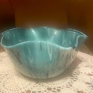 Fluid poured glass bowl